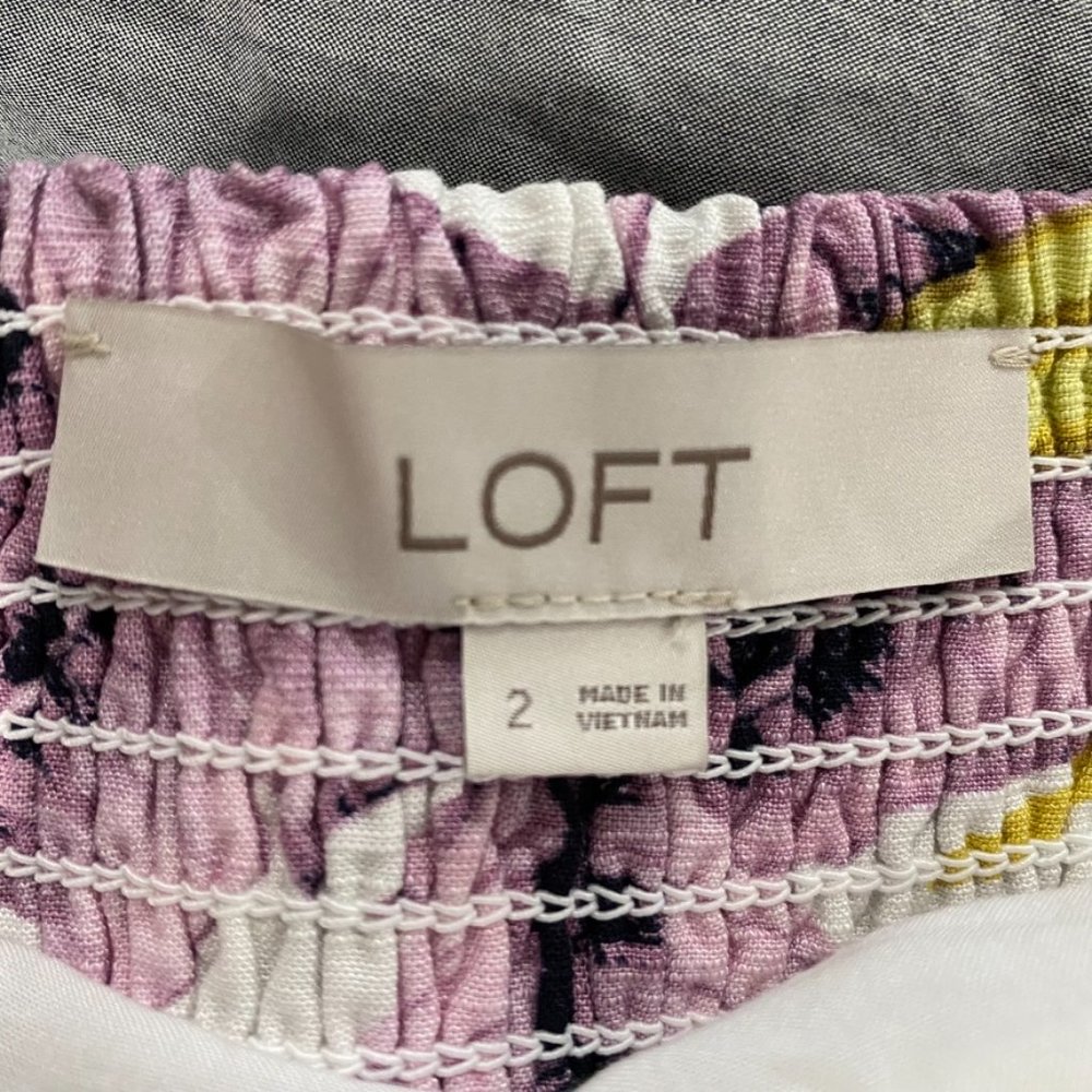 Loft Tropical Tiered Mini Dress Spaghetti Strap Purple White Size 2 - Picture 7 of 11